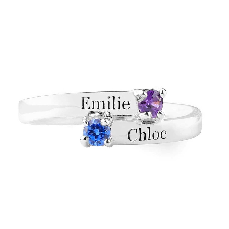 Rings Coordonné | Personalized Name & Birthstones Wrap Ring