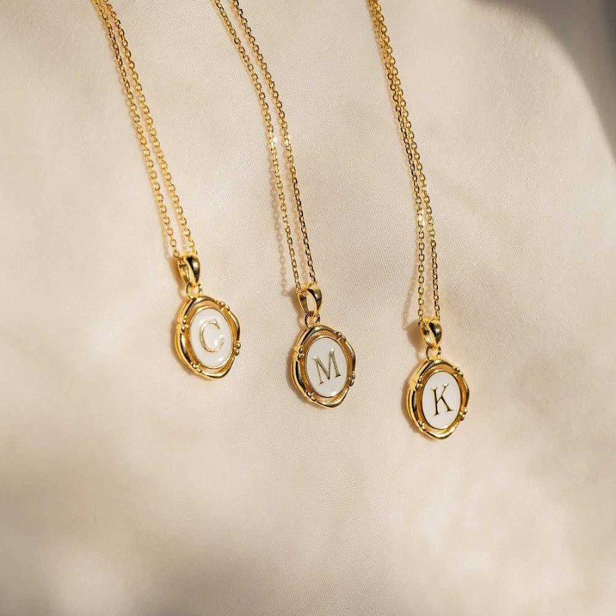 Necklaces Coordonné | Enamel Initial Pendant Necklace