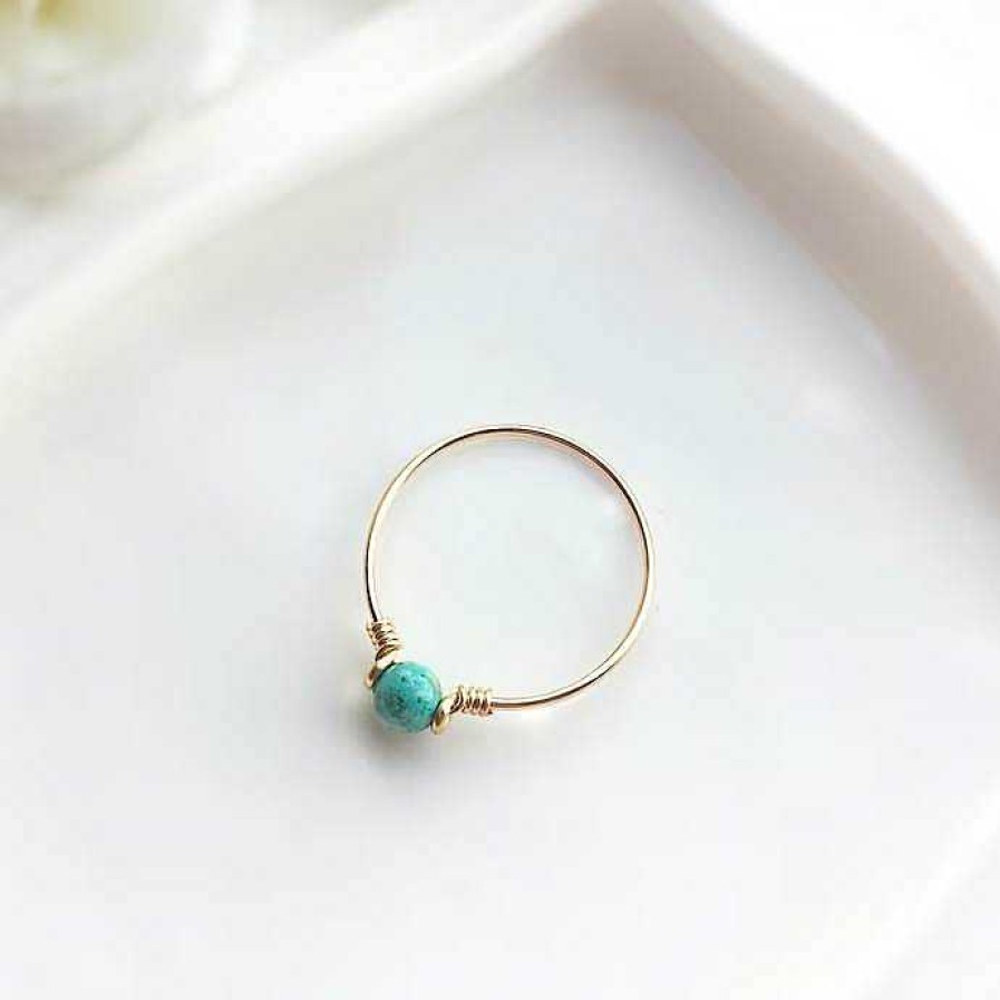 Rings Coordonné | Dainty Round Birthstone Spinning Fidget Ring 18K Gold Plated