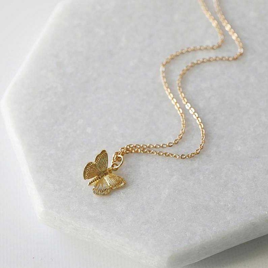 Necklaces Coordonné | Butterfly Pendant Necklace Gold