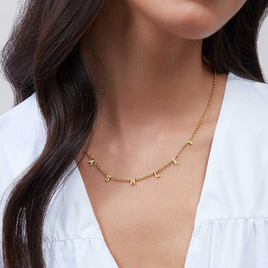 Necklaces Coordonné | Dainty Handmade Initial Personalizable Name Necklace 18K Gold Plated