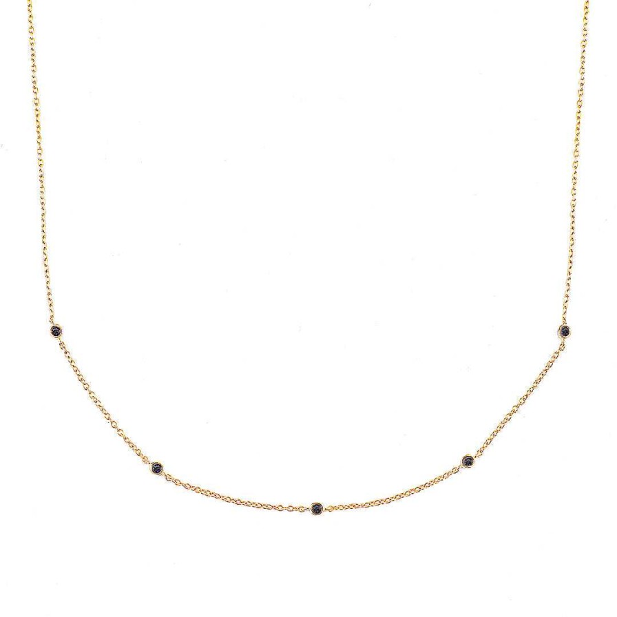 Necklaces Coordonné | Black Diamond Bezel-Set Five Crystal Necklace 18K Gold Plated