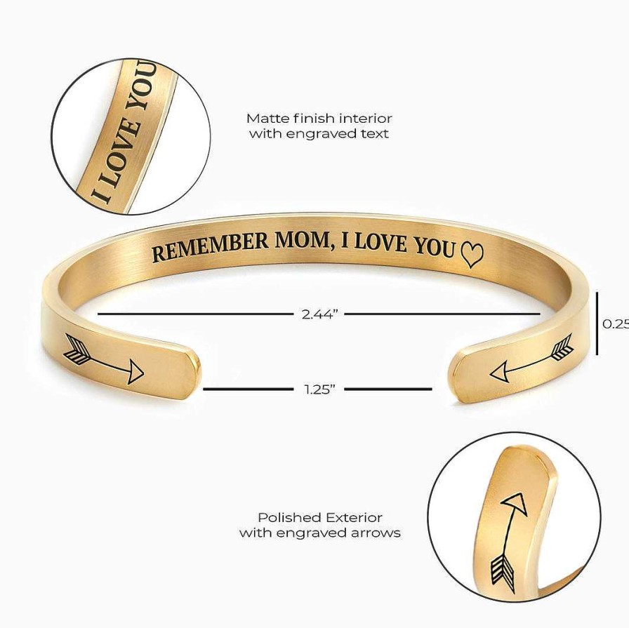 Bracelets & Anklets Coordonné | Remember Mom, I Love You Personalizable Cuff Bracelet 18K Gold Plated