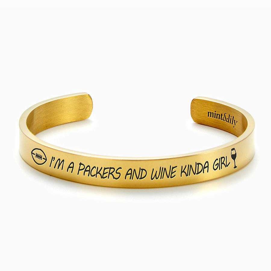 Bracelets & Anklets Coordonné | I'M A Packers And Wine Kinda Girl External Personalizable Cuff Bracelet 18K Gold Plated