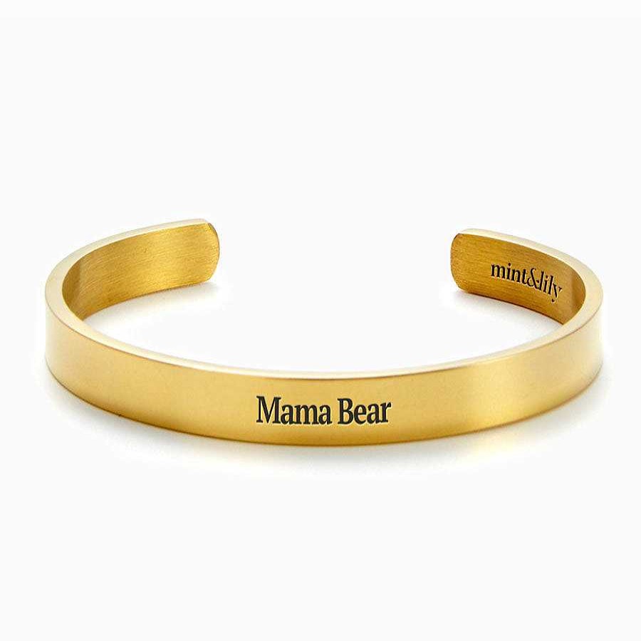 Bracelets & Anklets Coordonné | Mama Bear Engraved Personalizable Cuff Bracelet 18K Gold Plated