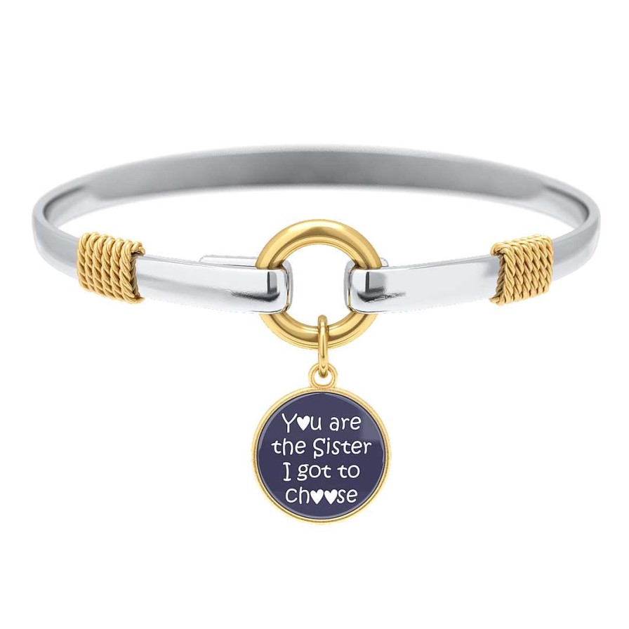 Bracelets & Anklets Coordonné | Sister I Got To Choose Navy - Two-Tone Custom Charm Bracelet Gold