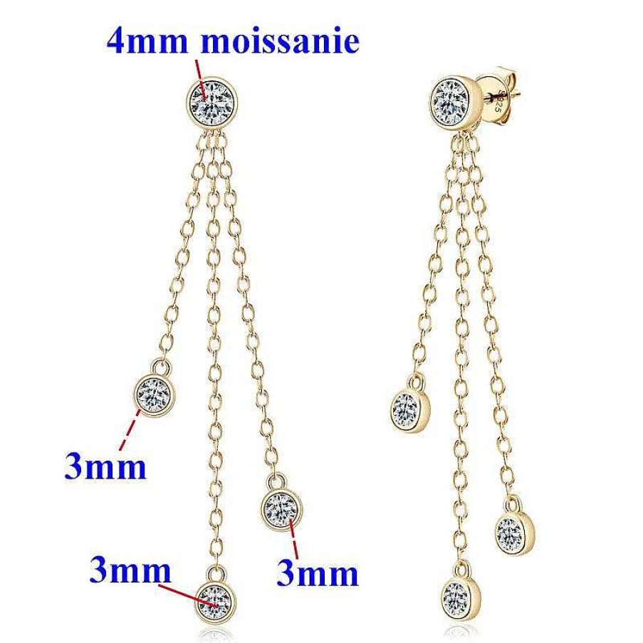 Earrings Coordonné | Moissanite Tassel Drop Earrings 18K Gold Plated