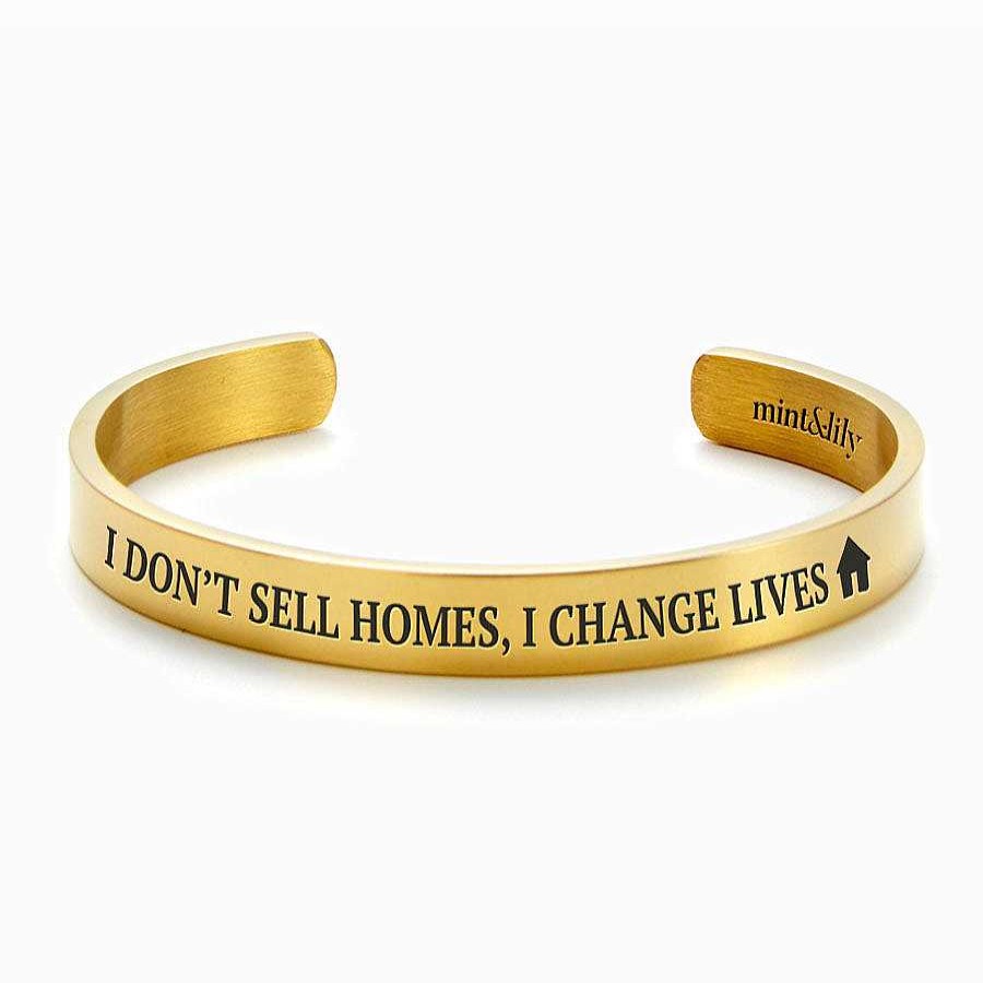 Bracelets & Anklets Coordonné | I Don'T Sell Homes, I Change Lives Personalizable Cuff Bracelet 18K Gold Plated