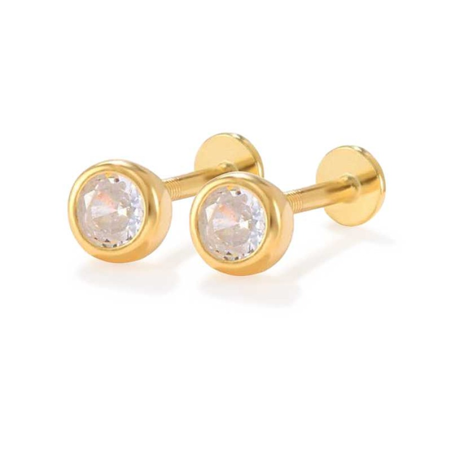 Earrings Coordonné | Bezel Studs | 16G 18K Gold Plated