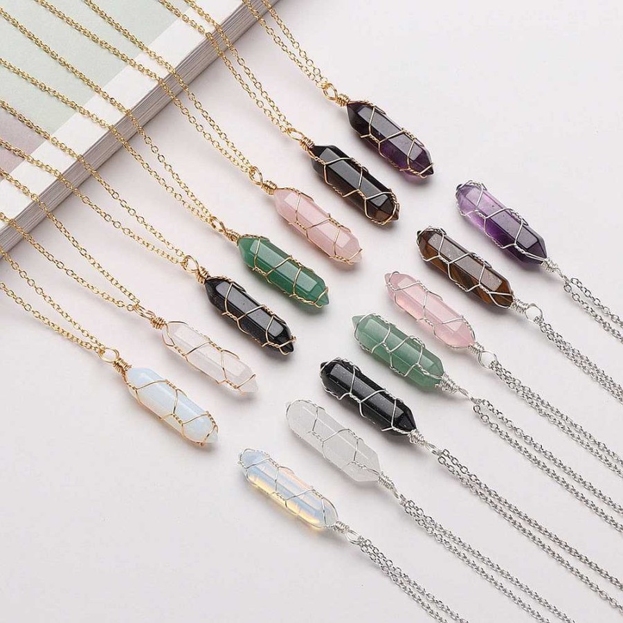 Necklaces Coordonné | Aventurine Wire-Wrapped Healing Crystal Necklace 18K Gold Plated