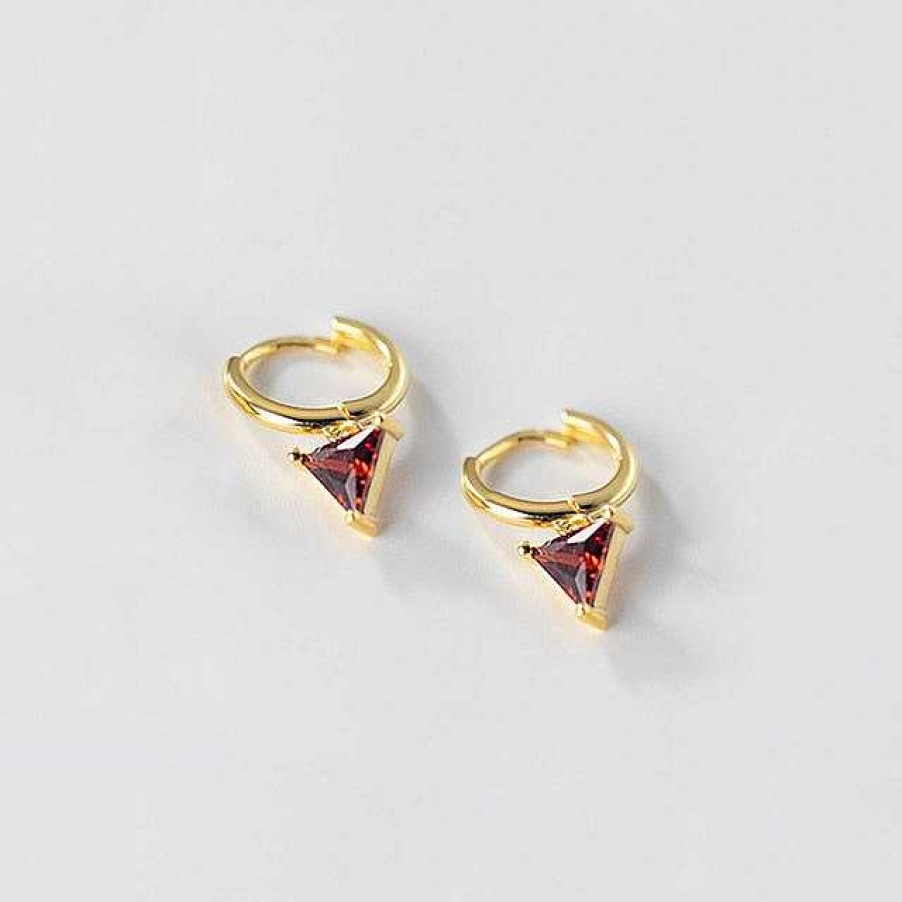 Earrings Coordonné | Gemstone Drop Huggie Earrings Ruby Red