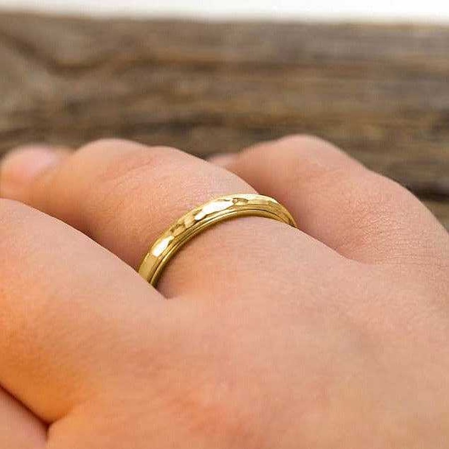 Rings Coordonné | Dainty Hammered Band Spinning Fidget Ring 18K Gold Plated