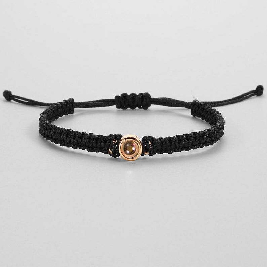 Bracelets & Anklets Coordonné | Personalized Braided Photo Bracelet Black