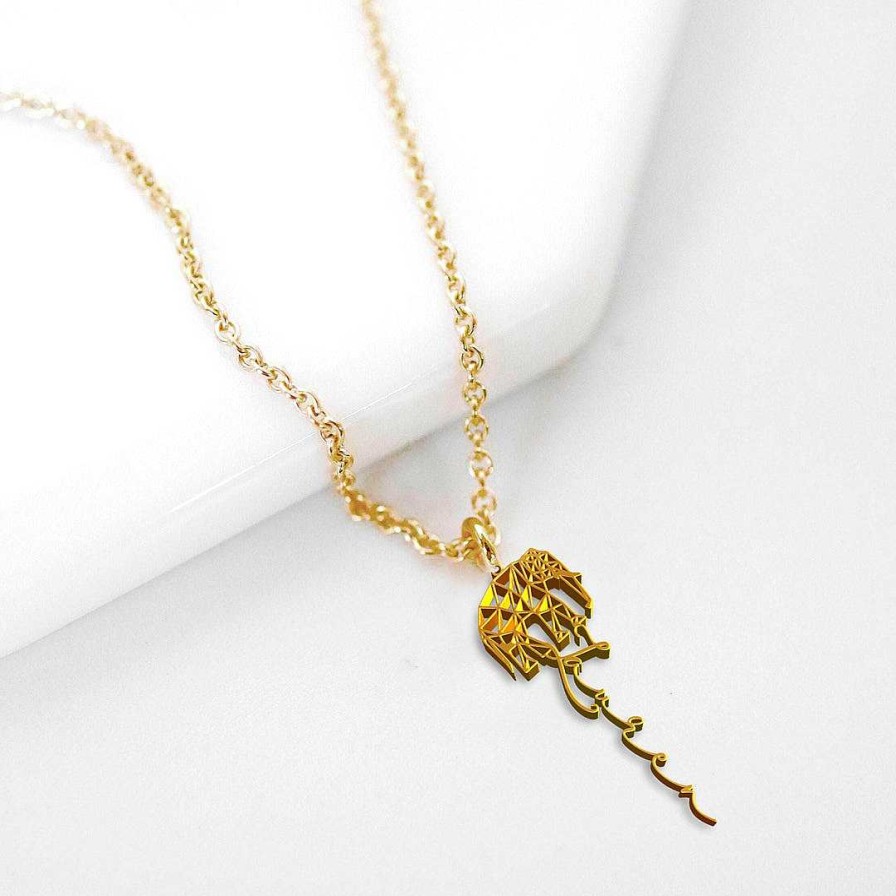 Necklaces Coordonné | Elephant Guardian Name Necklace 18K Gold Plated