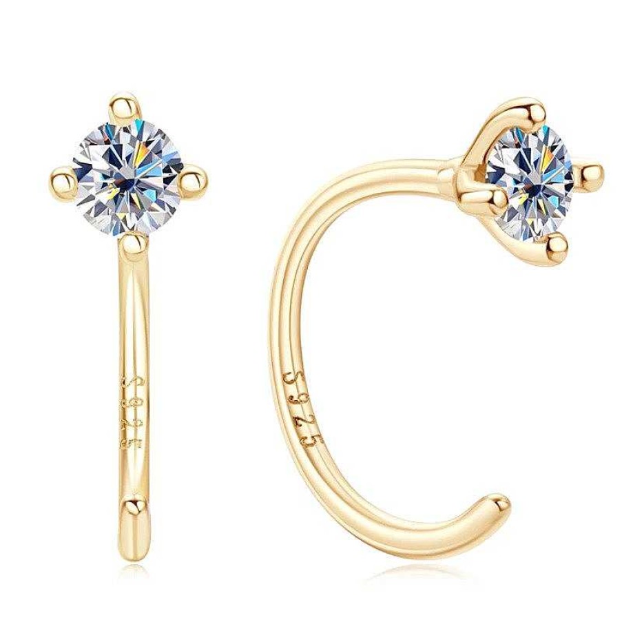 Earrings Coordonné | Moissanite Threader Hoops 18K Gold Plated