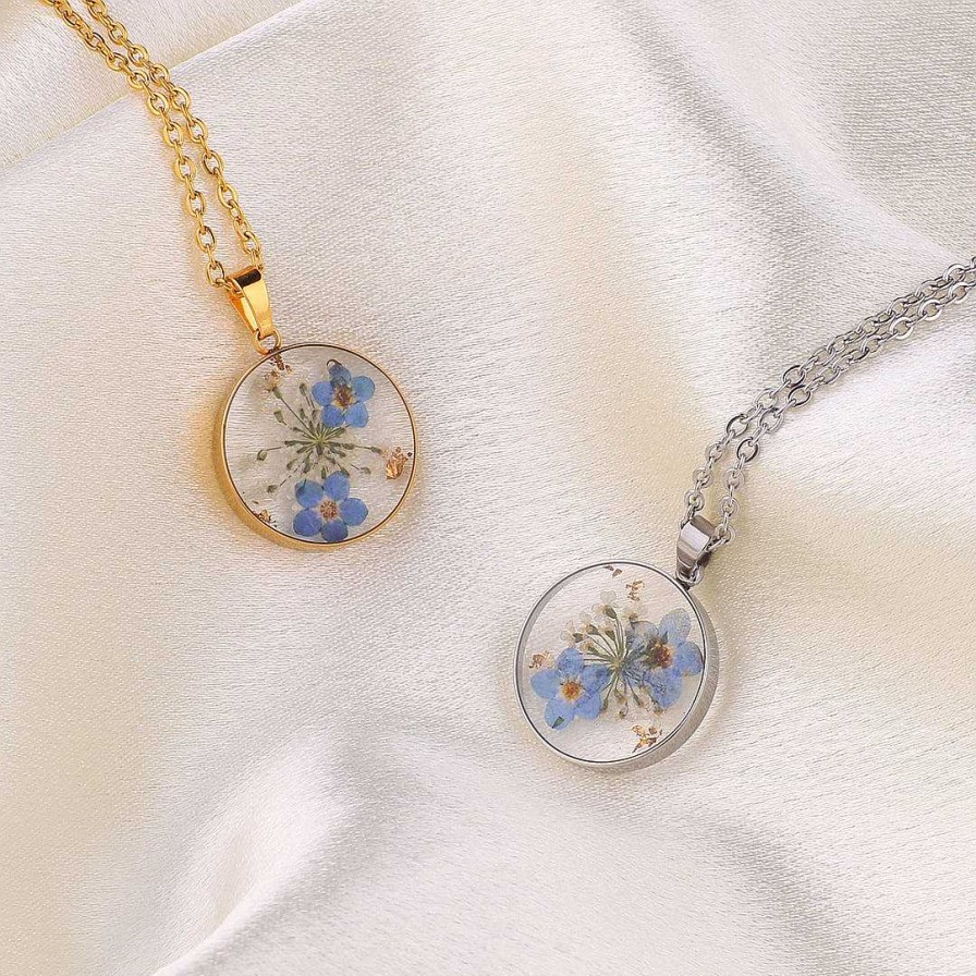 Necklaces Coordonné | Forget-Me-Not Pressed Flower Necklace 18K Gold Plated