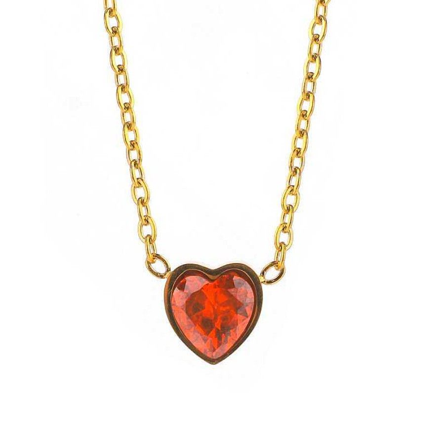 Necklaces Coordonné | Dainty Heart Birthstone Necklace 18K Gold Plated