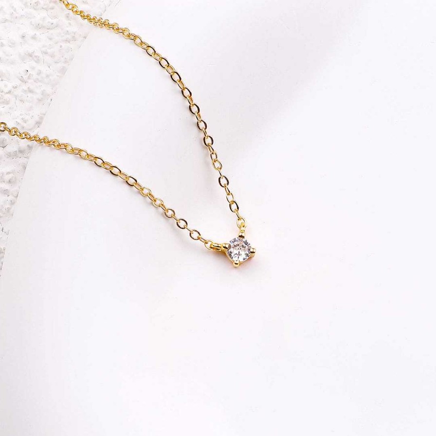 Necklaces Coordonné | Dainty Diamond Necklace 18K Gold Over Sterling Silver