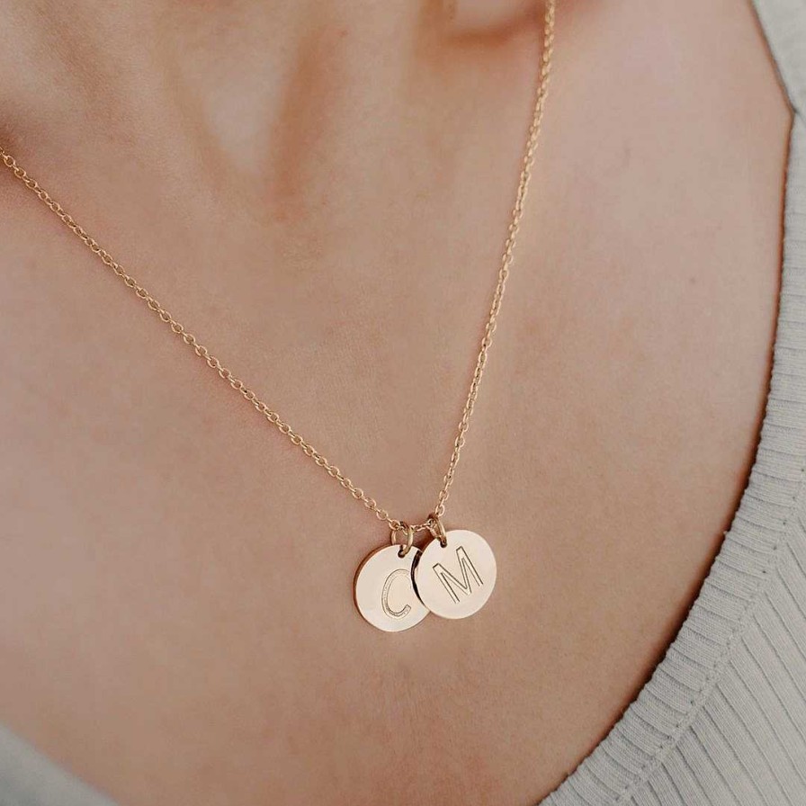 Necklaces Coordonné | Dainty Initial Disc Necklace 18K Gold Plated