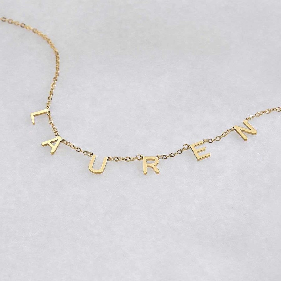 Necklaces Coordonné | Custom Letter Name Necklace 18K Gold Plated