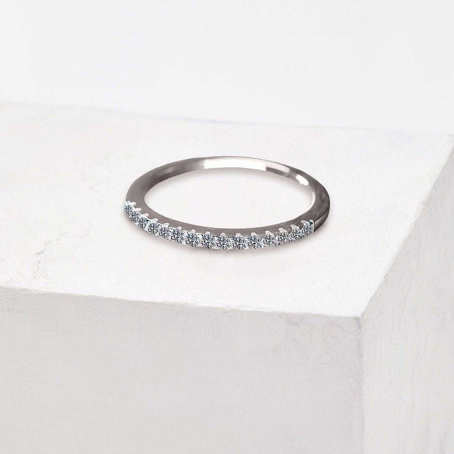 Rings Coordonné | Sterling Silver Half Diamond Eternity Ring | Moissanite