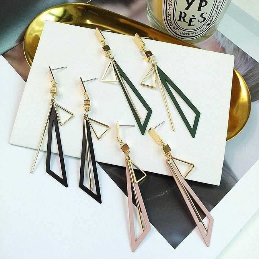 Earrings Coordonné | Geometric Dangle Earrings Pink