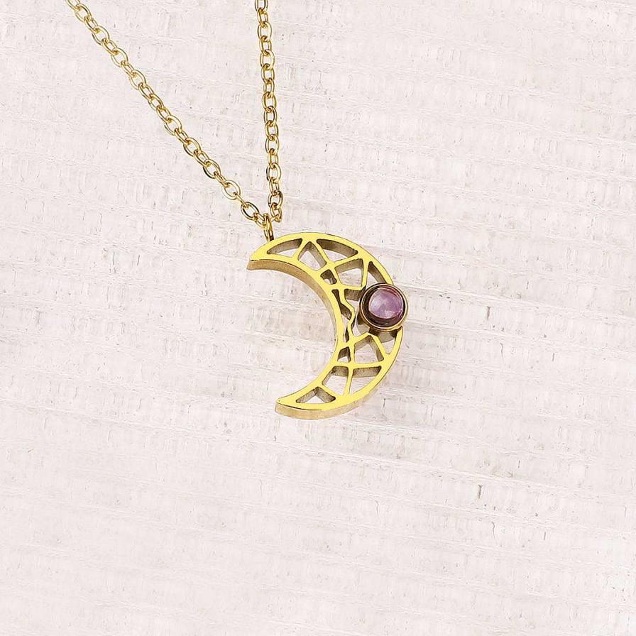 Necklaces Coordonné | Crescent Moon Photo Necklace 18K Gold Plated