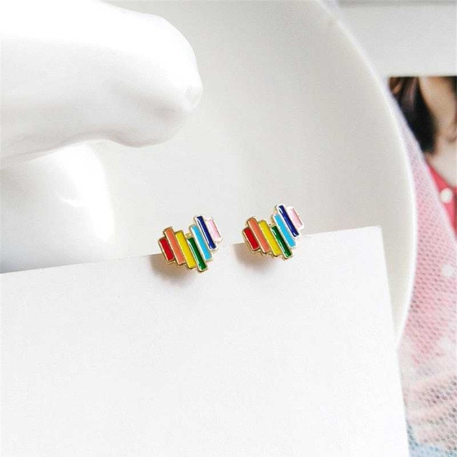 Earrings Coordonné | Pixel Heart Rainbow Stud Earrings