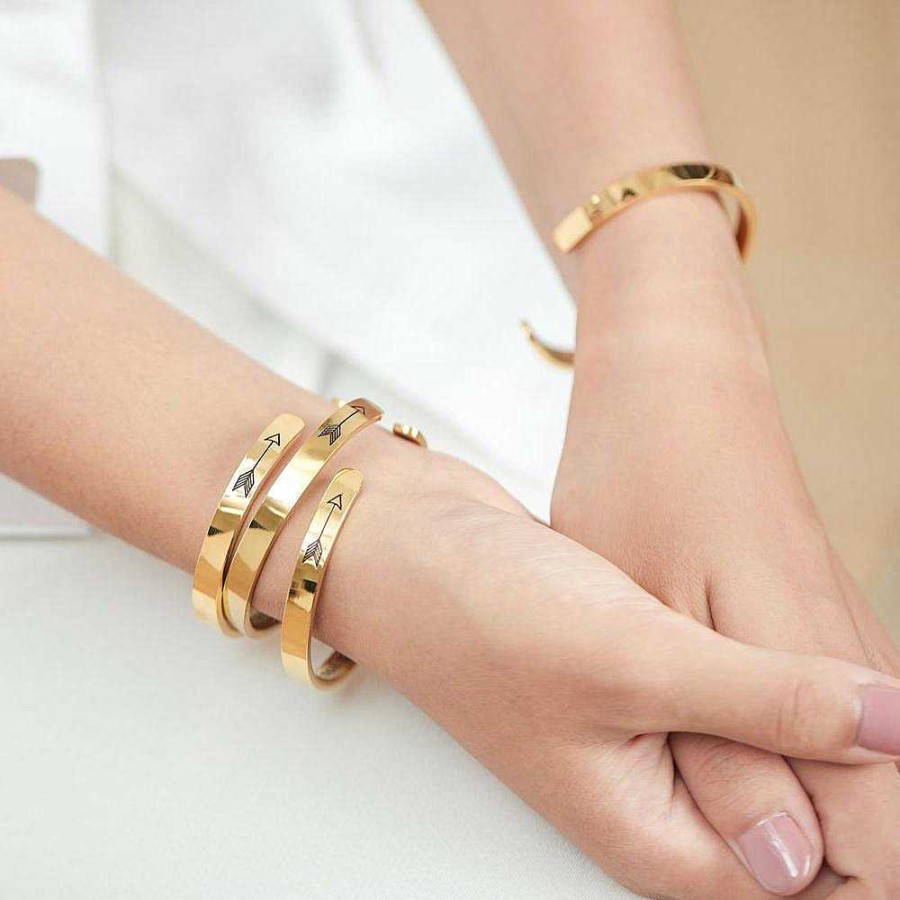 Bracelets & Anklets Coordonné | I Only Miss You When I'M Breathing Personalizable Cuff Bracelet 18K Gold Plated