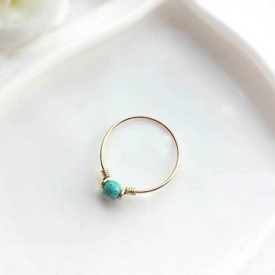 Rings Coordonné | Dainty Round Birthstone Spinning Fidget Ring 18K Gold Plated