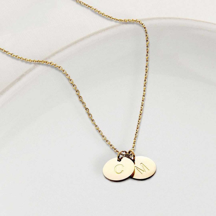 Necklaces Coordonné | Dainty Initial Disc Necklace 18K Gold Plated