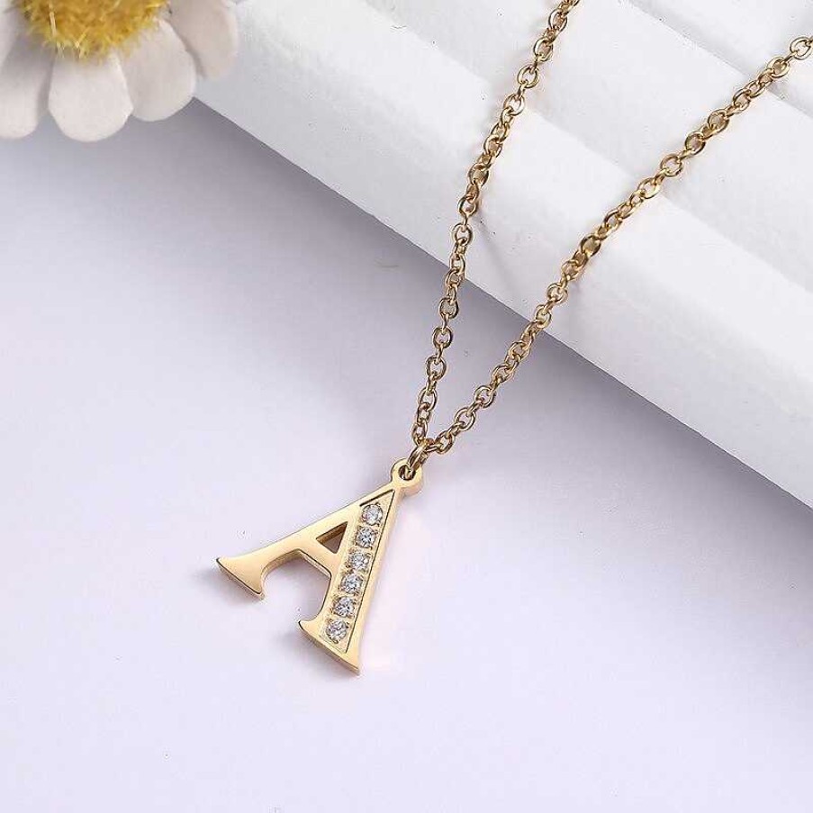 Necklaces Coordonné | Crystal Accent Letter Satellite Necklace 18K Gold Plated