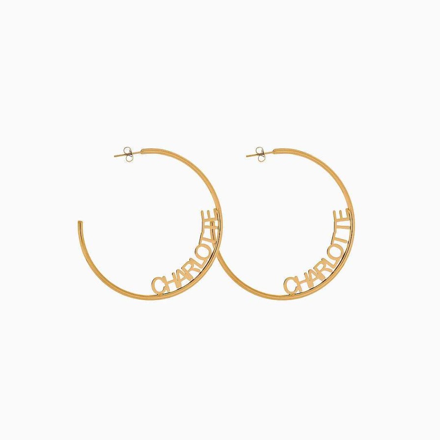 Earrings Coordonné | Personalized Name Hoop Earrings 18K Gold Plated