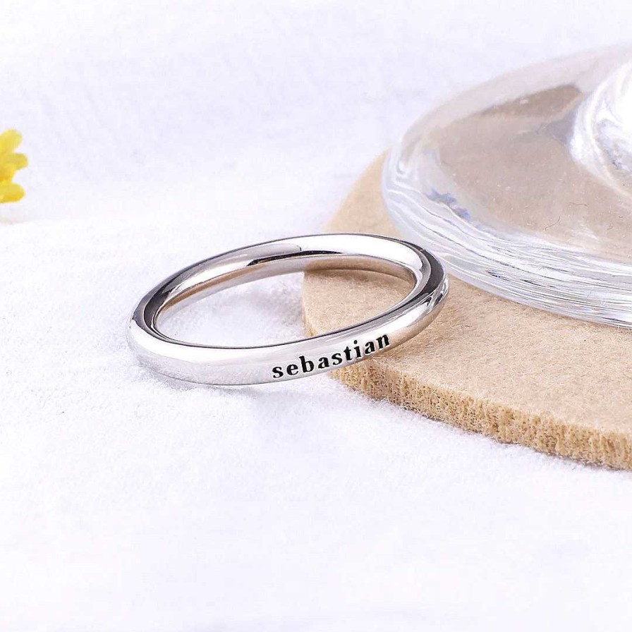 Rings Coordonné | Sterling Silver Stamped Stackable Name Ring