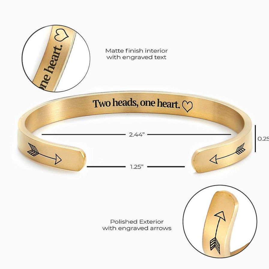 Bracelets & Anklets Coordonné | Two Heads, One Heart Personalizable Cuff Bracelet 18K Gold Plated