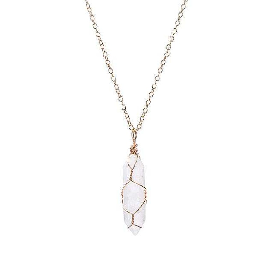 Necklaces Coordonné | Clear Quartz Wire-Wrapped Healing Crystal Necklace 18K Gold Plated