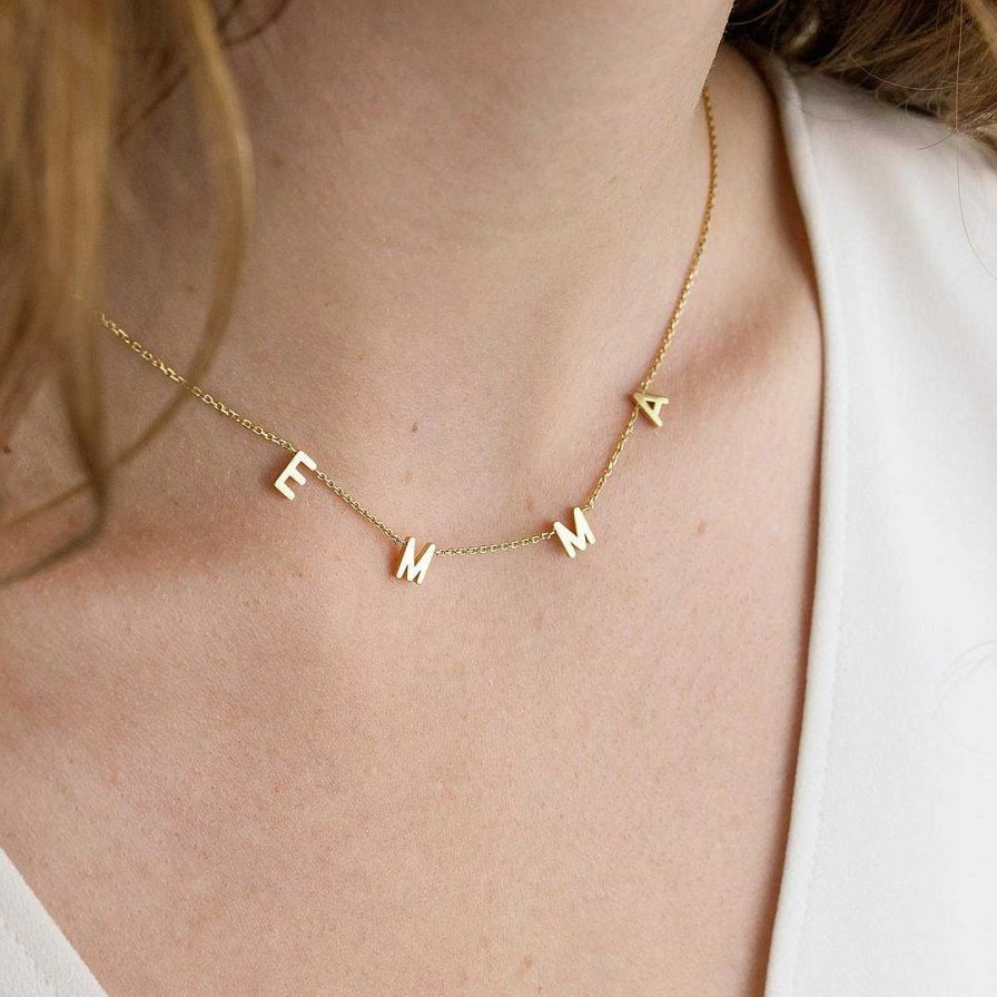 Necklaces Coordonné | Personalized Minimalist Letter Necklace 18K Gold Plated