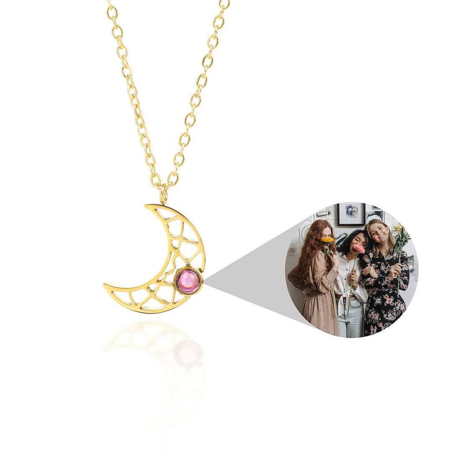 Necklaces Coordonné | Crescent Moon Photo Necklace 18K Gold Plated