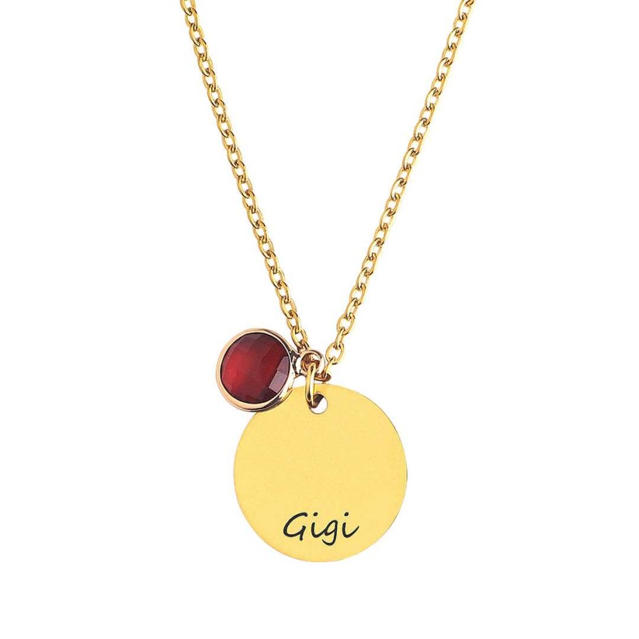 Necklaces Coordonné | Handwriting Script Birthstone Necklace 18K Gold Plated