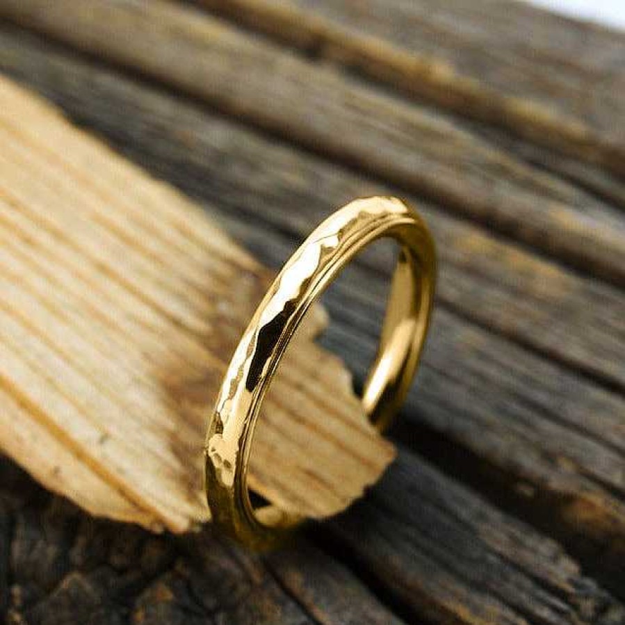 Rings Coordonné | Dainty Hammered Band Spinning Fidget Ring 18K Gold Plated