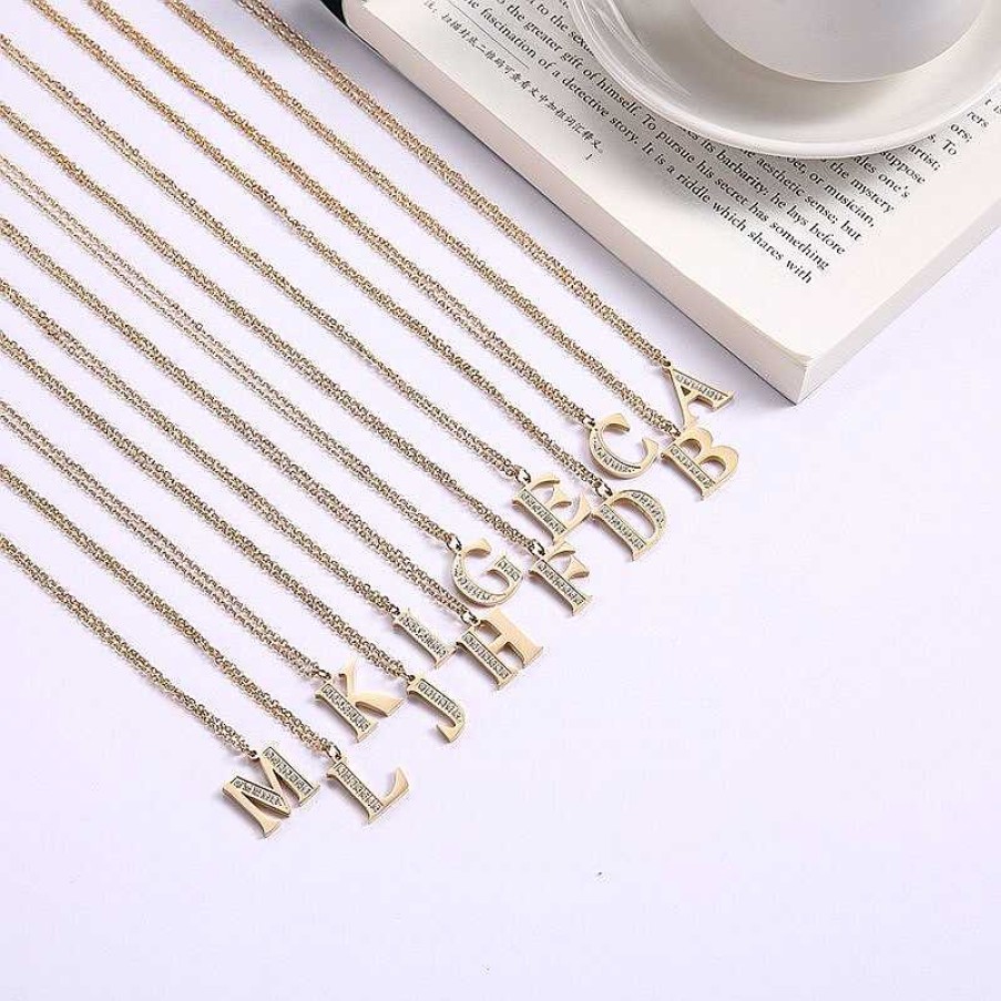 Necklaces Coordonné | Crystal Accent Letter Satellite Necklace 18K Gold Plated