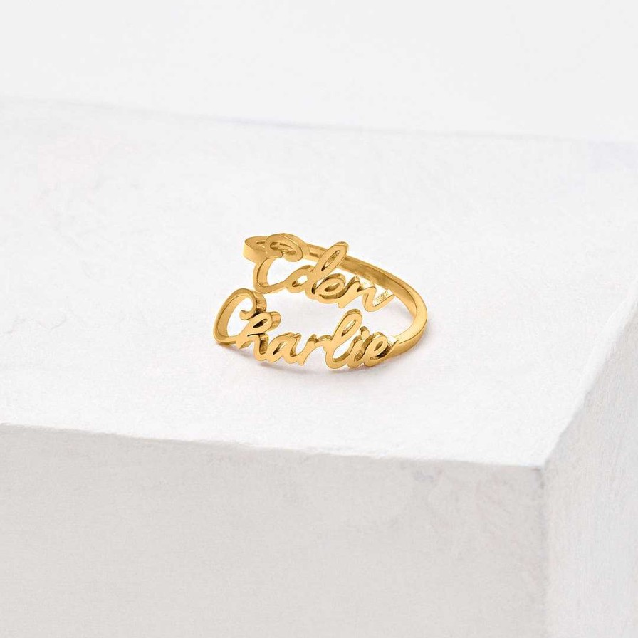 Rings Coordonné | Double Name Ring 18K Gold Plated