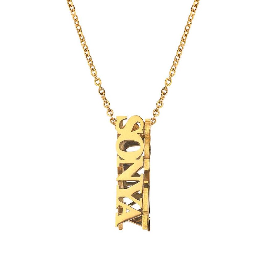 Necklaces Coordonné | Pillar Bar Name Necklace 18K Gold Plated