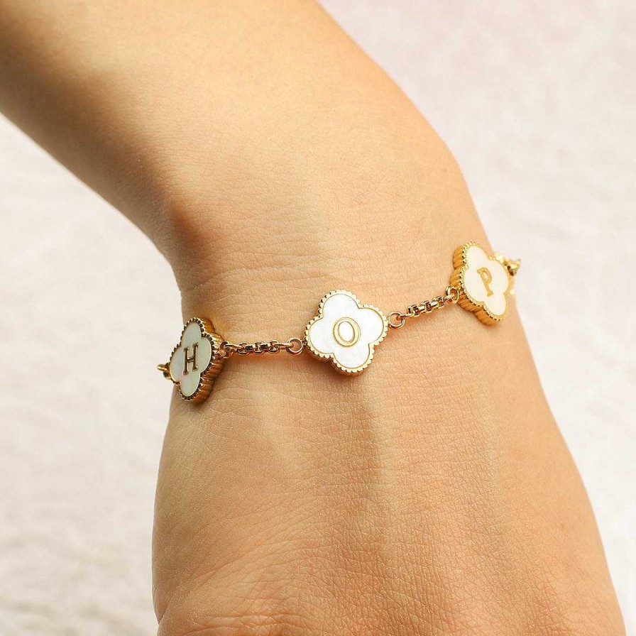 Bracelets & Anklets Coordonné | Clover Custom Name Bracelet 18K Gold Plated