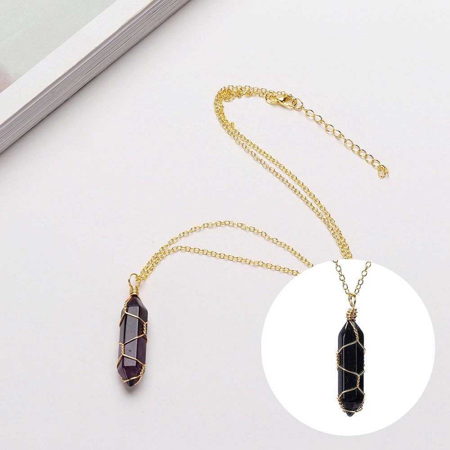 Necklaces Coordonné | Wire-Wrapped Healing Crystal Point Necklace Gold