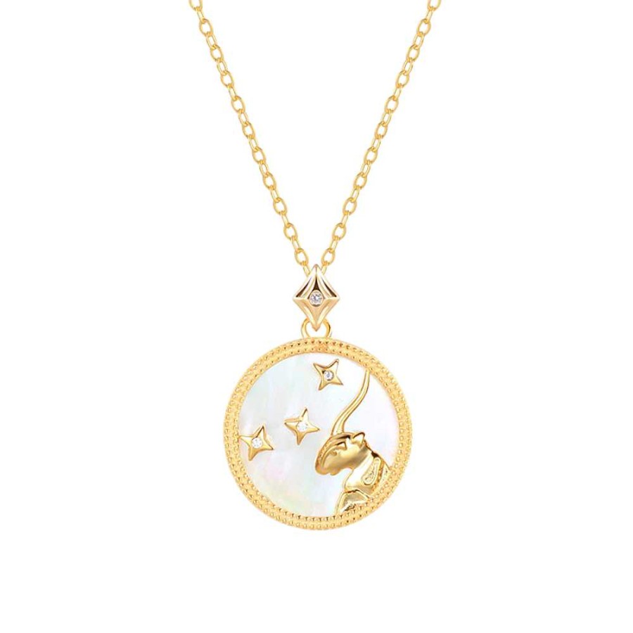 Necklaces Coordonné | Mother Of Pearl Zodiac Coin Necklace 18K Gold Plated