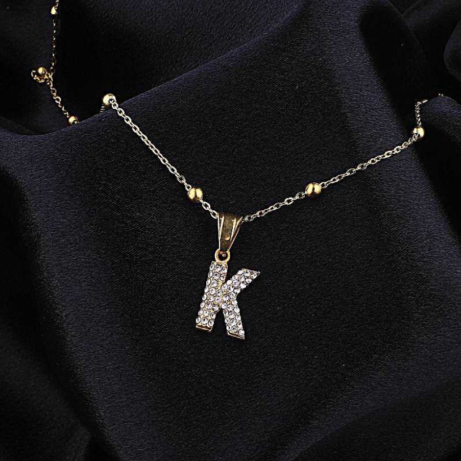 Necklaces Coordonné | Diamond Bubble Initial Necklace 18K Gold Plated