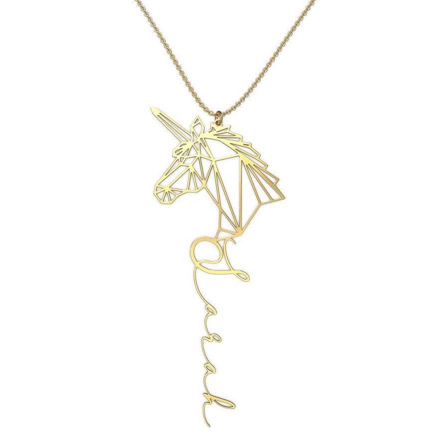 Necklaces Coordonné | Unicorn Name Necklace 18K Gold Plated