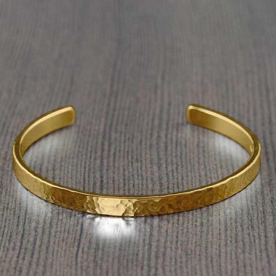 Bracelets & Anklets Coordonné | Personalized Hammered Band Cuff Bracelet 18K Gold Plated