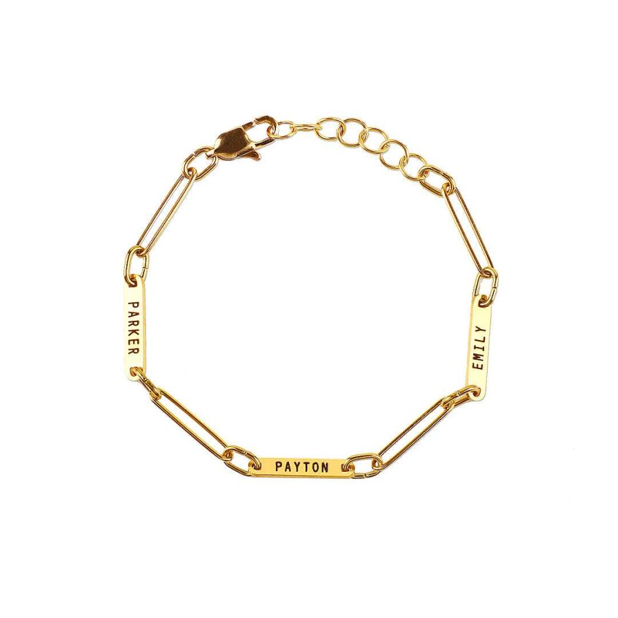 Bracelets & Anklets Coordonné | Paperclip Bracelet With Names 18K Gold Plated